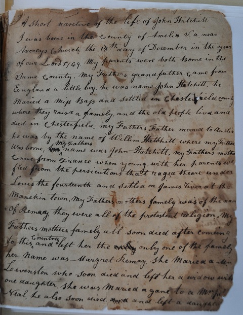 Page 1 of John Hatchett diary